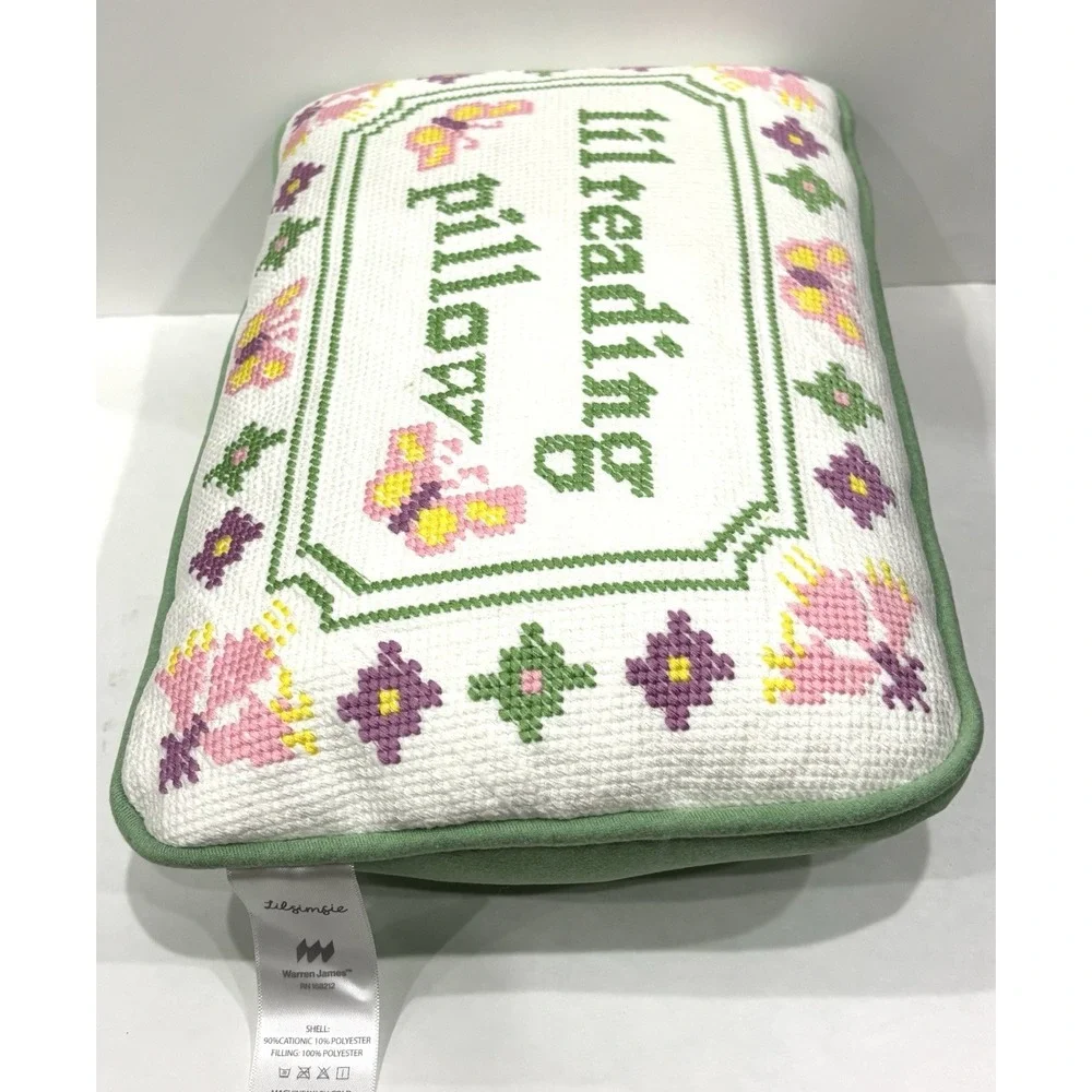 Official LilSimsie Reading Pillow Butterfly Cross Stitch Plush Cushion New